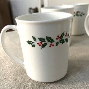 Set of 8 Christmas Holly Days Corelle by Corning Mugs